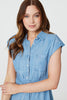 Blue | Denim Side Split Midi Shirt Dress