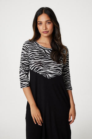 Black | Zebra Colour Block Mini Dress