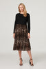 Black | Leopard Print Tiered Midi Dress