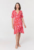 Orange | Printed Frill Wrap Knee Length Dress
