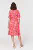 Orange | Printed Frill Wrap Knee Length Dress
