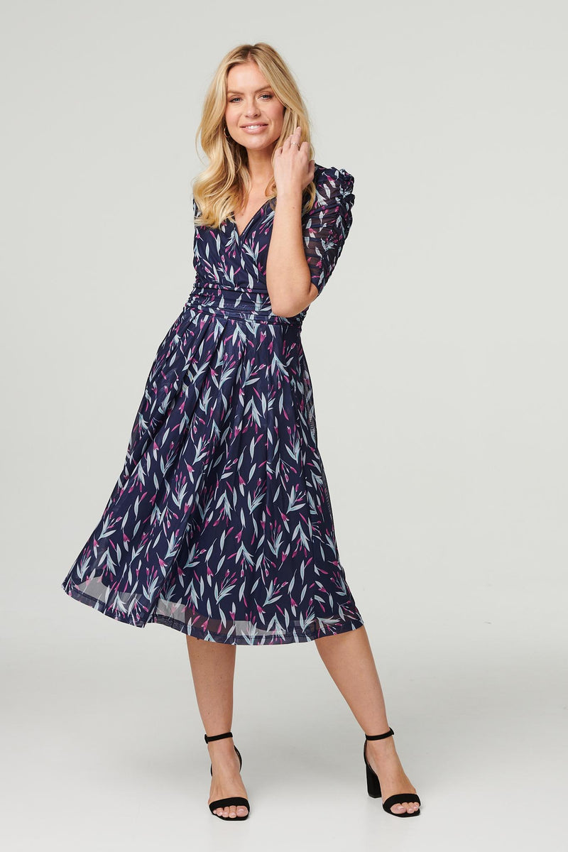 Knot Front Jersey Midi Dress - Black, Block Paisley