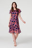 Navy | Floral Lace High Low Midi Dress