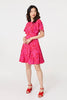 Red | Printed Angel Sleeve Knee Length Dress
