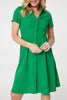 Green | Short Sleeve Knee Length Shirt Dress