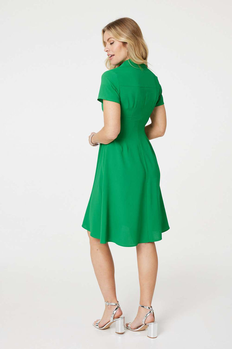 Short Sleeve Knee Length Shirt Dress | Izabel London Short Sleeve Knee Length Shirt Dress | Izabel London