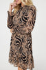 Beige | Printed Frill Neck Short Dress