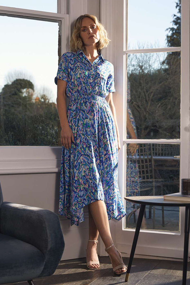 Printed Asymmetric Midi Dress | Izabel London Printed Asymmetric Midi Dress | Izabel London