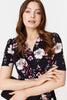 Black | Floral 1/2 Sleeved Midi Dress