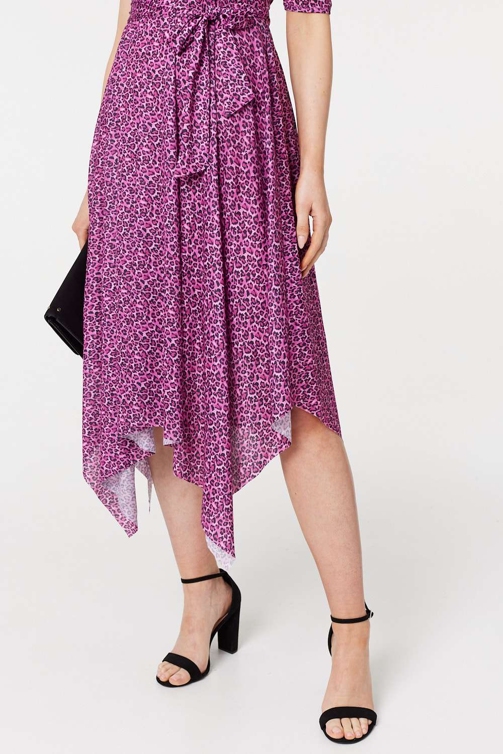 Pink | Animal Print Tie Waist Midi Dress