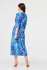 Blue | Animal Print 3/4 Sleeve Midi Wrap Dress