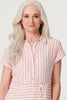 Pink | Striped Tie Waist Knee Length Dress