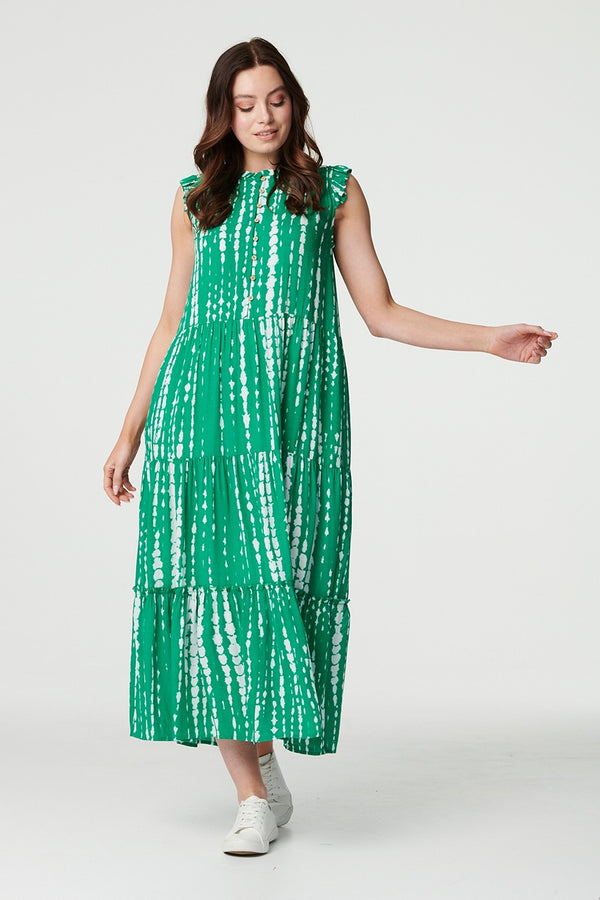 Green | Tie Dye Sleeveless Maxi Dress