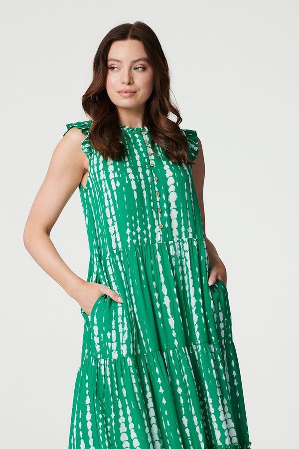 Green | Tie Dye Sleeveless Maxi Dress