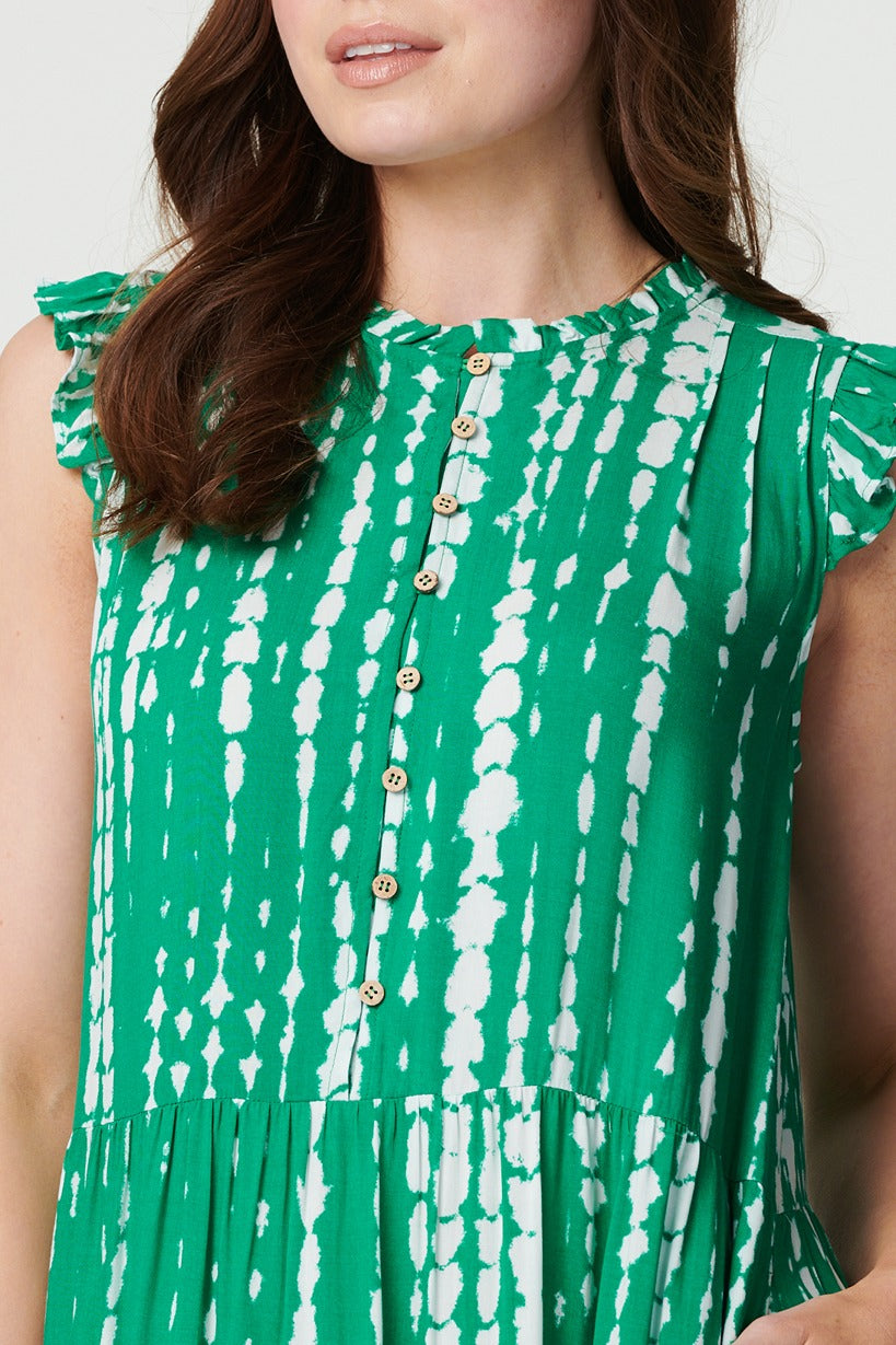 Green | Tie Dye Sleeveless Maxi Dress