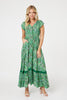 Green | Printed Lace Detail Maxi Dress