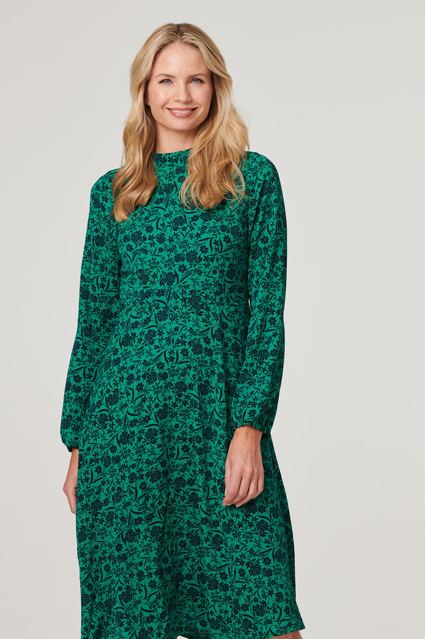 High neck midi skater dress cheap