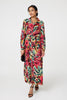 Red | Printed Button Front Shirt Dress
