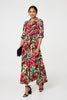 Red | Printed Button Front Shirt Dress
