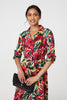 Red | Printed Button Front Shirt Dress
