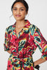 Red | Printed Button Front Shirt Dress
