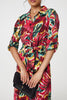 Red | Printed Button Front Shirt Dress
