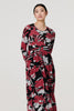 Black | Striped 3/4 Sleeve Tie Waist Midi Shirt Dress
