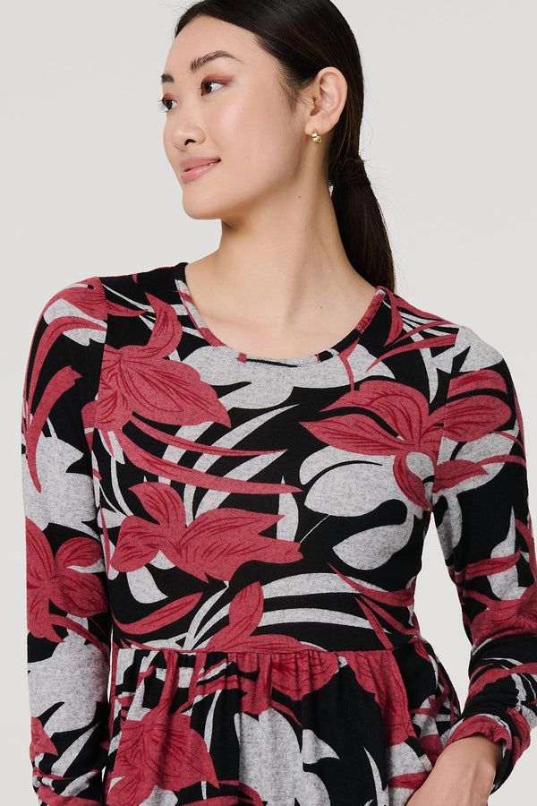Black | Striped 3/4 Sleeve Tie Waist Midi Shirt Dress
