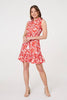 Orange | Printed Sleeveless Short Shirt Dress
