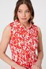 Orange | Printed Sleeveless Short Shirt Dress

