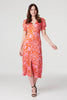 Orange | Floral Tie Back Midi Tea Dress : Model is 5'9