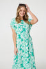 Green | Floral Short Sleeve Maxi Dress
