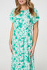 Green | Floral Short Sleeve Maxi Dress
