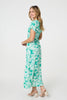 Green | Floral Short Sleeve Maxi Dress
