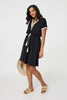 Black | Lace Tassel Waist Tie Short Dress
