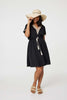 Black | Lace Tassel Waist Tie Short Dress