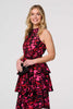 Red | Printed Halter Neck Tiered Dress