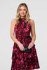 Red | Printed Halter Neck Tiered Dress