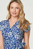 Blue | Animal Print Ruched Short Wrap Dress