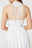 White | Embroidered Trim Halter Neck Maxi Dress
