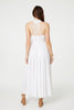 White | Embroidered Trim Halter Neck Maxi Dress

