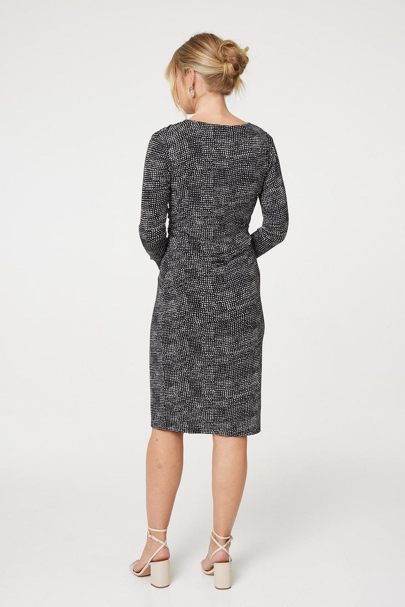 Printed Twist Front Knee Length Dress | Izabel London Printed Twist Front Knee Length Dress | Izabel London