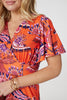 Orange | Printed Angel Sleeve Maxi Dress