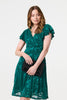Green | Floral Lace Layer Angel Sleeve Short Dress
