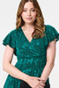 Green | Floral Lace Layer Angel Sleeve Short Dress
