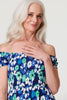 Navy | Floral Bardot Split Hem Maxi Dress