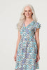 Green | Printed Frill Sleeve Short Dress