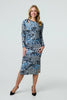 Blue | Animal Print Cut Out Detail Bodycon Midi Dress : Model is 5'10