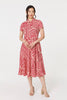 Red | Striped Tie Waist Midi Shirt Dress
