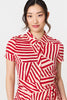 Red | Striped Tie Waist Midi Shirt Dress
